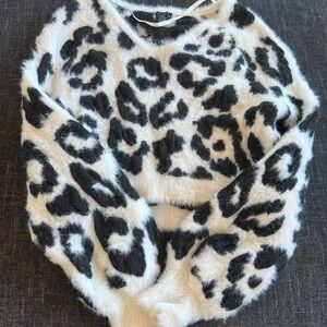 Rue21 Black and White Crew Neck Sweater with Animal Print